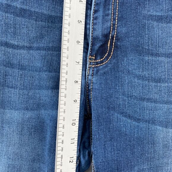 Warehouse One Jeans Women's 33 Short Curvy Bootcut Denim 5 Pocket Blue Whiskered - Picture 10 of 13